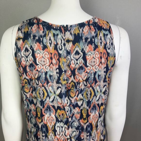 Garnet Hill Linen Dress size 8 sheath Ikat tribal batik colorful boho office - Picture 12 of 16